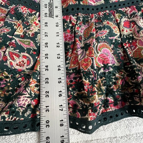 New Jennifer & Grace Elastic Waist Mini Skirt Medium Green Paisley CT2481M $69 - Picture 9 of 9